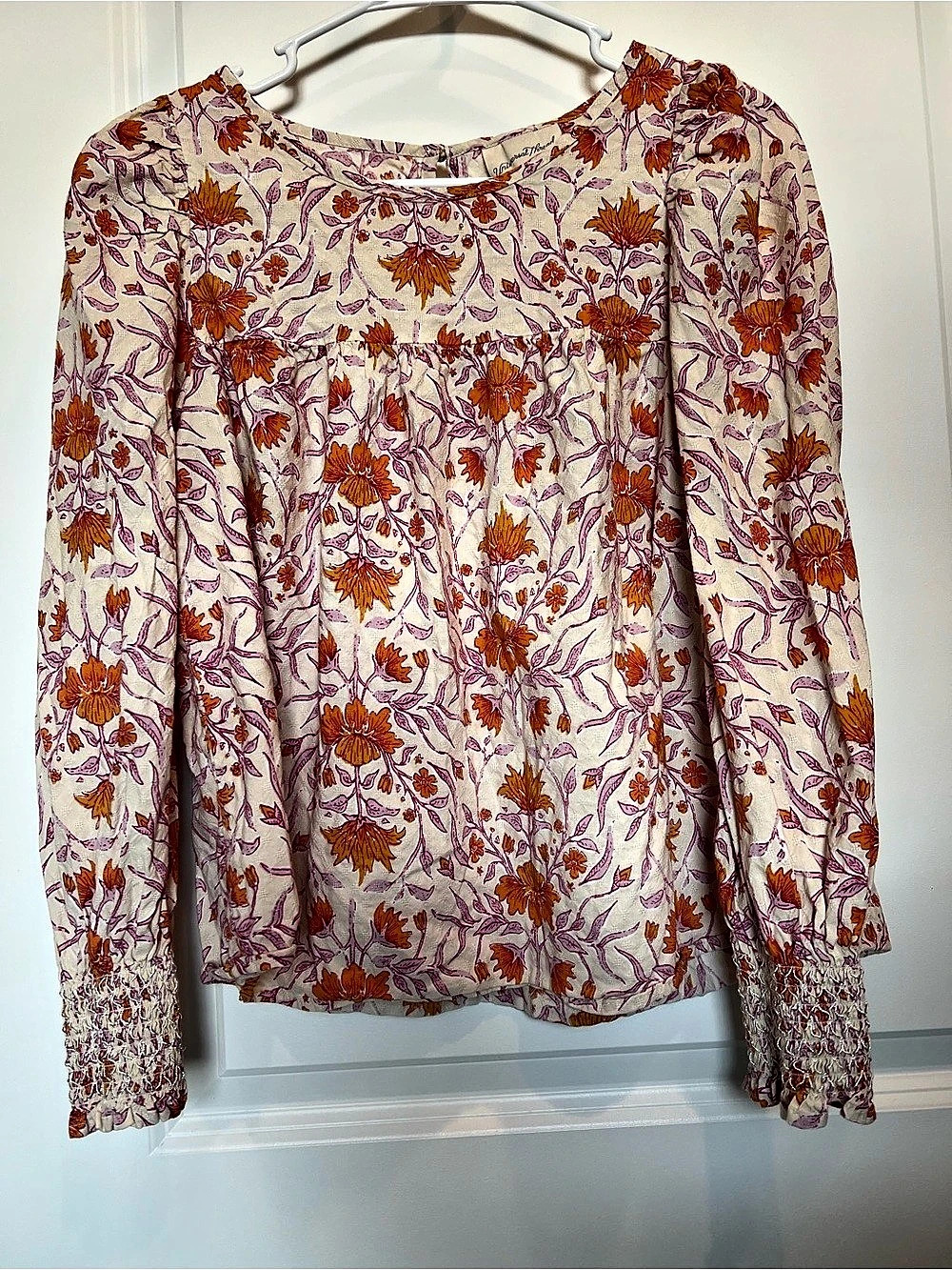 Universal Thread Floral Long Sleeve Blouse in Pink & Orange Size Small